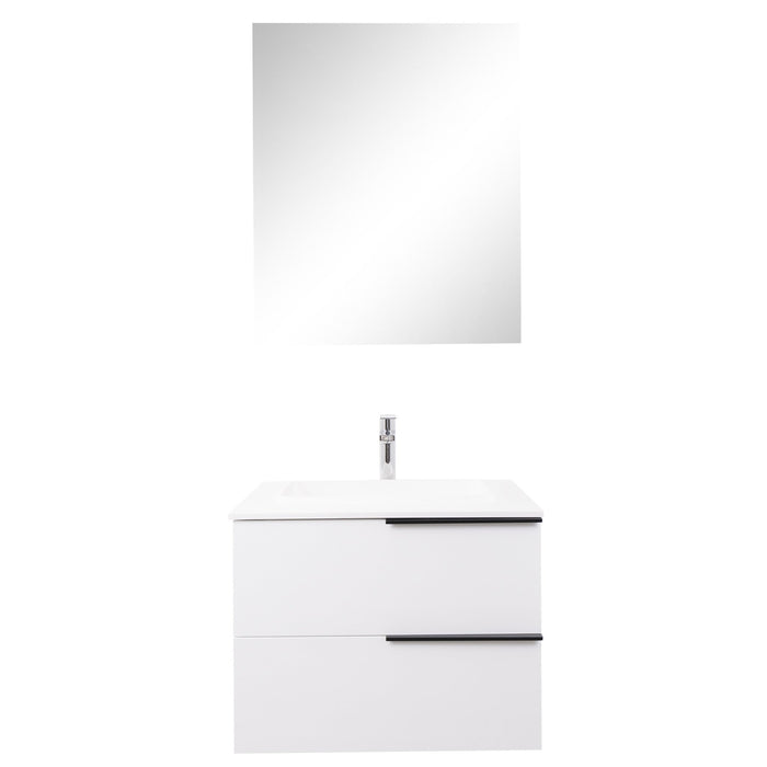 Aquamoon Mallorca 24 White Wall Mounted Modern Bathroom Vanity Set With Solid Surface Sink