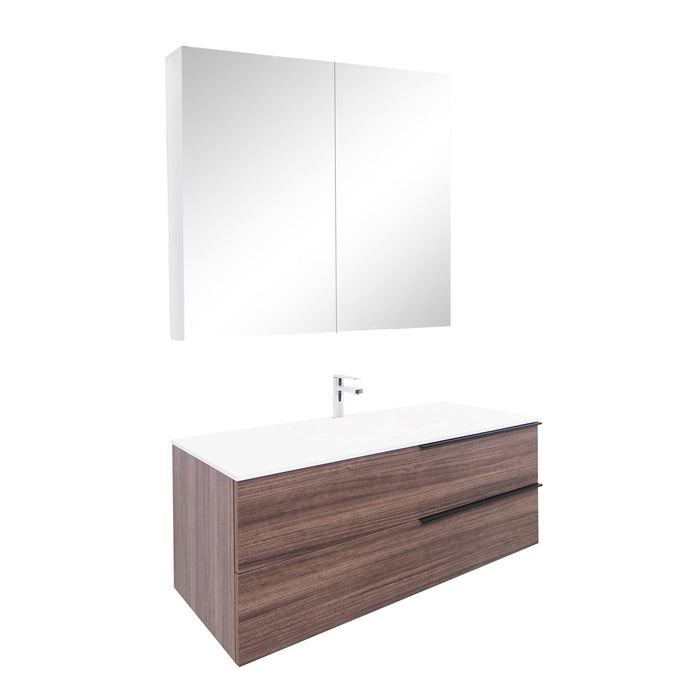 Aquamoon  Mallorca 48 Walnut Wall Mounted Modern Bathroom Vanity Set  With Solid Surface Sink