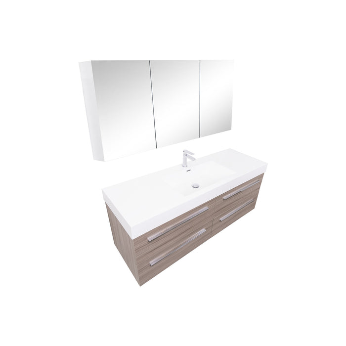 Aquamoon Maya 60 Maple Grey Wall Mounted Modern Bathroom Vanity Set