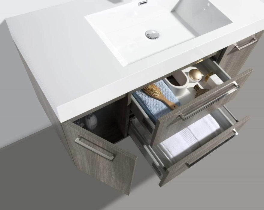 Aquamoon Maya Duo 47  Maple Grey Wall Mounted Modern Bathroom Vanity Set  Cabinet