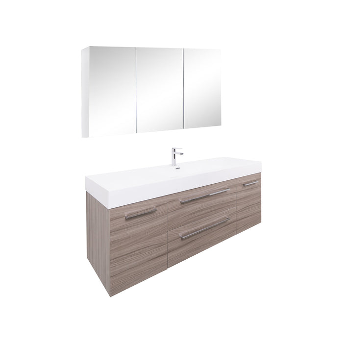 Aquamoon Maya Duo 60 Maple Grey Wall Mounted Modern Bathroom Vanity Set