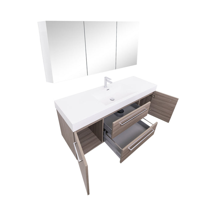 Aquamoon Maya Duo 60 Maple Grey Wall Mounted Modern Bathroom Vanity Set
