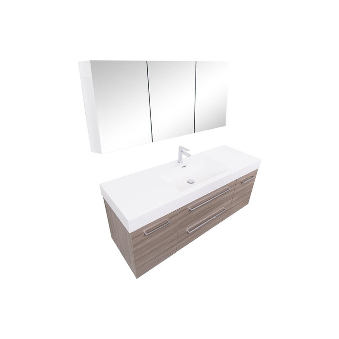 Aquamoon Maya Duo 60 Maple Grey Wall Mounted Modern Bathroom Vanity Set