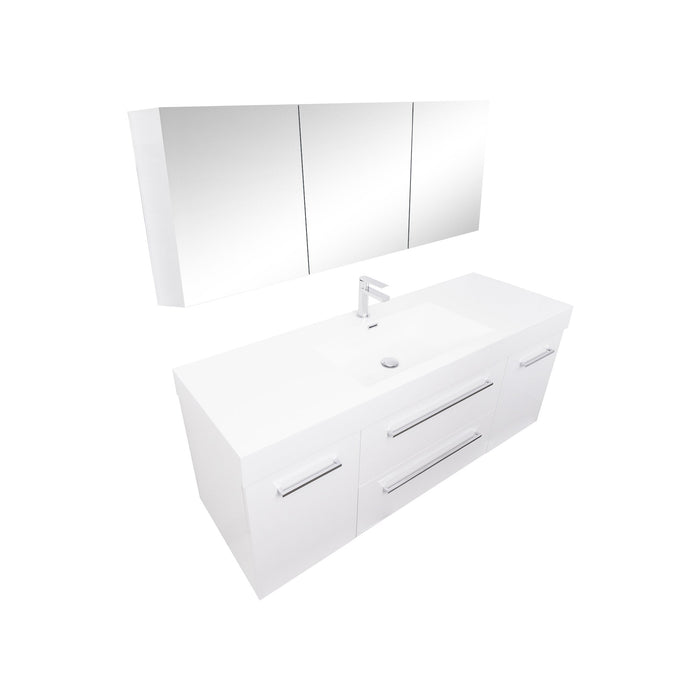 Aquamoon Maya Duo 60 White Hg Wall Mounted Modern Bathroom Vanity Set