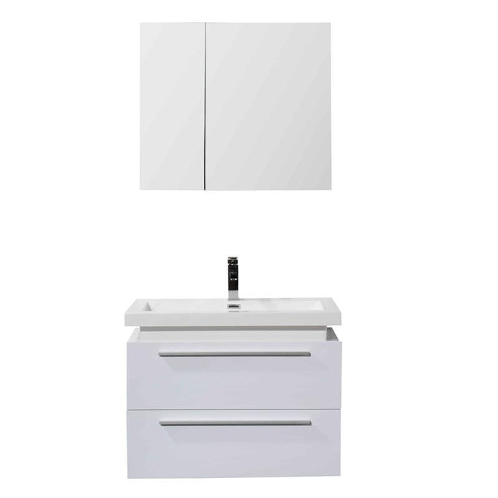 Aquamoon Orion 31 White Wall Mounted Modern Bathroom Vanity Set