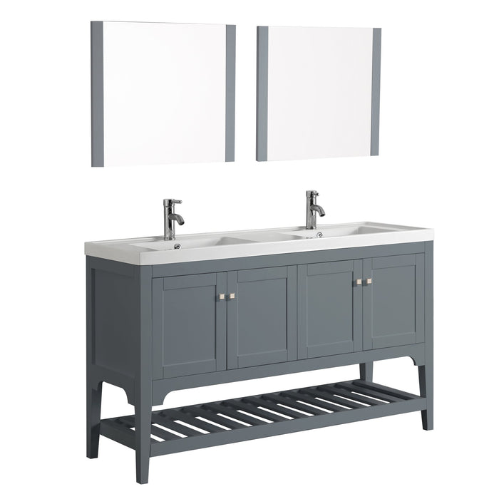 Aquamoon Rimini 60 Double Sink Mat Grey Free Standing Modern Bathroom Vanity Set