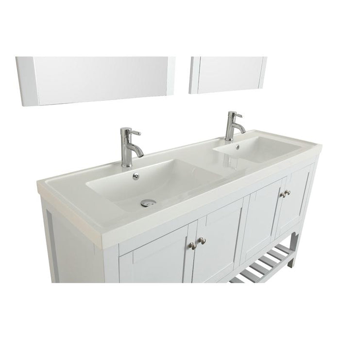 Aquamoon Rimini 60 Double Sink White Free Standing Modern Bathroom Vanity Set
