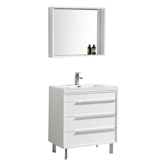 Aquamoon Roma 31 White Free Standing Modern Bathroom Vanity Set