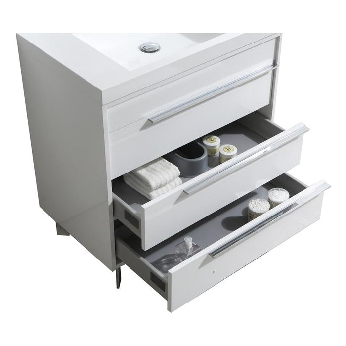 Aquamoon Roma 31 White Free Standing Modern Bathroom Vanity Set