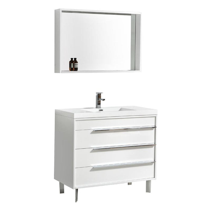 Aquamoon Roma 39 White Free Standing Modern Bathroom Vanity Set