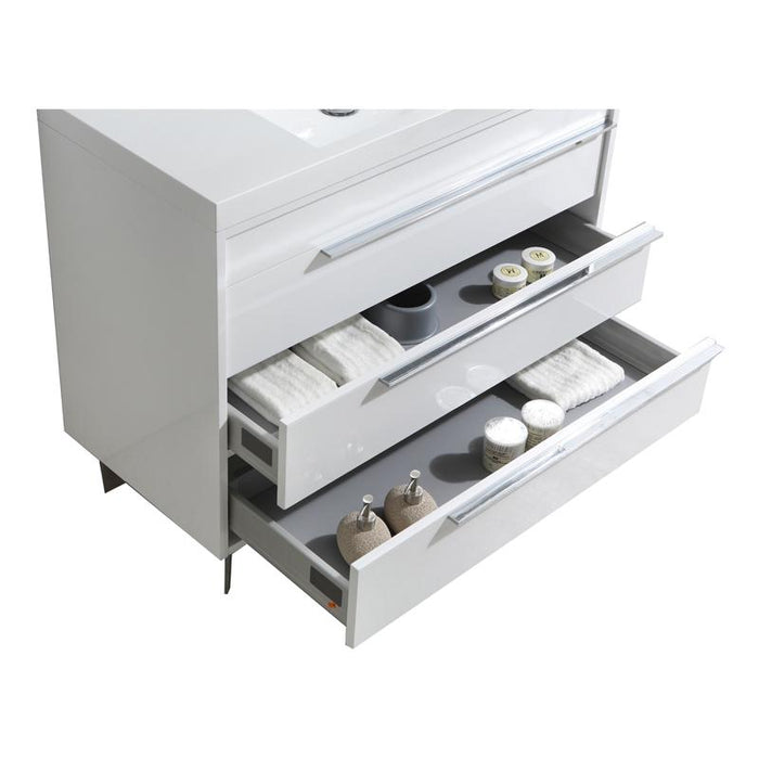 Aquamoon Roma 39 White Free Standing Modern Bathroom Vanity Set