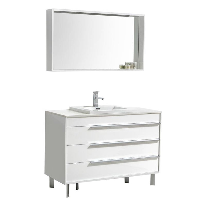 Aquamoon Roma 48 White Free Standing Modern Bathroom Vanity Set