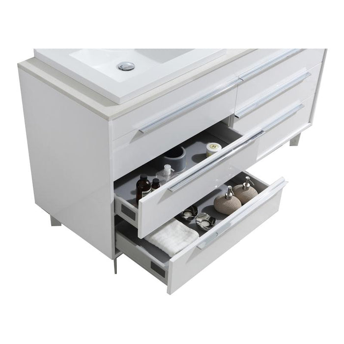 Aquamoon Roma 60 White Free Standing Modern Double Sink Bathroom Vanity Set