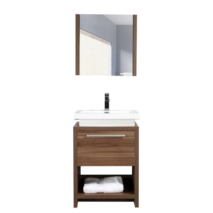 Aquamoon Sparta 24 Walnut Free Standing Modern Bathroom Vanity Set