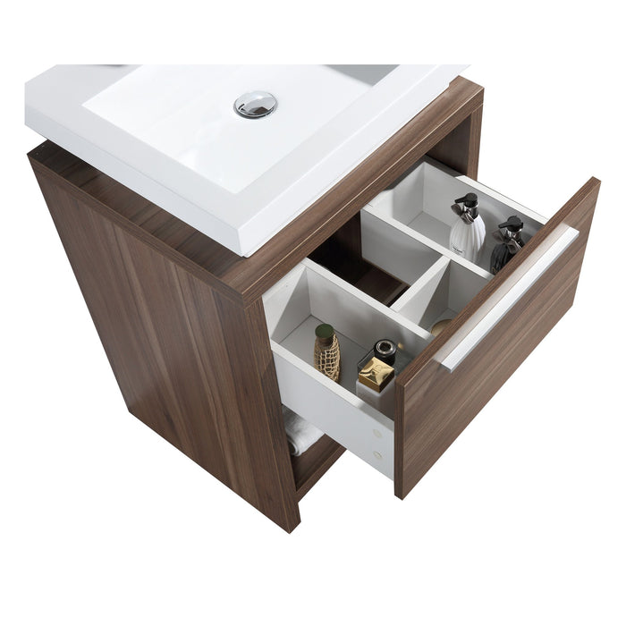 Aquamoon Sparta 24 Walnut Free Standing Modern Bathroom Vanity Set