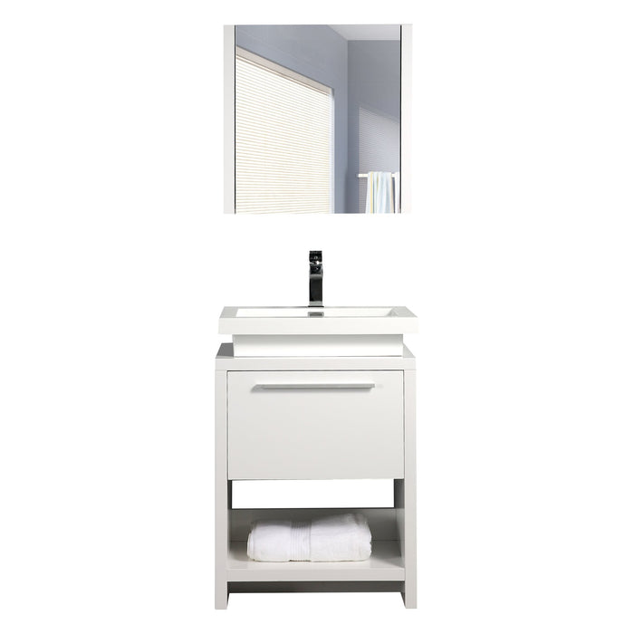 Aquamoon Sparta 24 White Free Standing Modern Bathroom Vanity Set