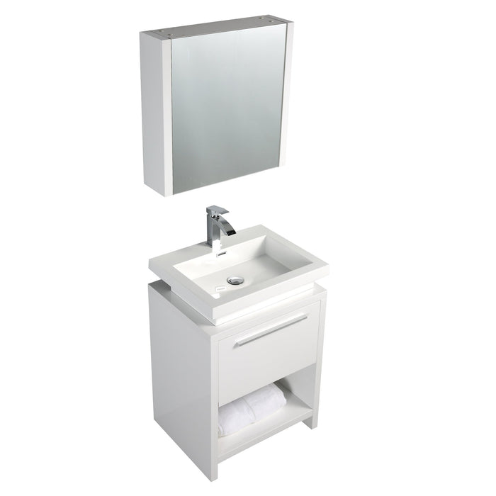 Aquamoon Sparta 24 White Free Standing Modern Bathroom Vanity Set