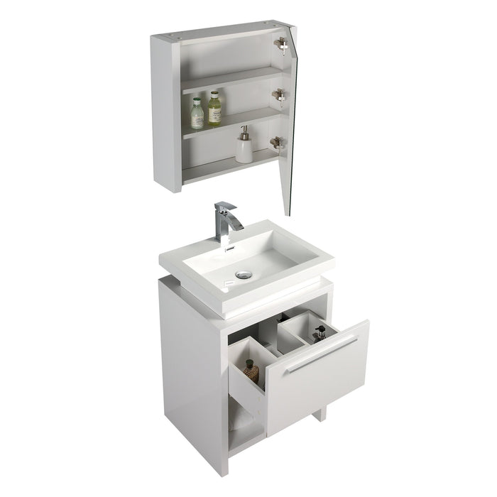 Aquamoon Sparta 24 White Free Standing Modern Bathroom Vanity Set