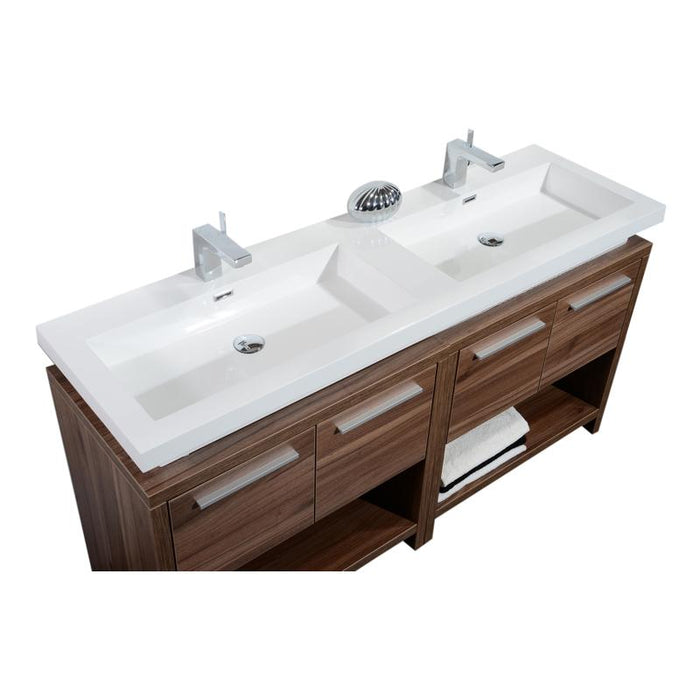 Aquamoon Sparta 63 Double Sink Walnut Free Standing Modern Bathroom Vanity Set