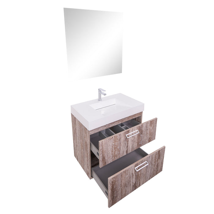 Aquamoon Sunrise 31 Infinity Sink Ashwood Wall Mounted Modern Bathroom Vanity Set w/Double Sinks
