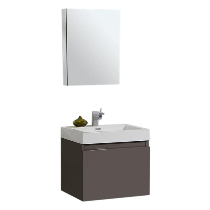 Aquamoon Venice 24 Infinity Sink Grey Brown Wall Mounted Modern Bathroom Vanity Set