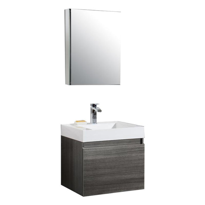 Aquamoon Venice 24 Infinity Sink Maple Grey  Wall Mounted Modern Bathroom Vanity Set