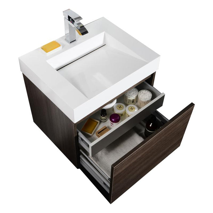 Aquamoon Venice 24 Infinity Sink Maple Grey  Wall Mounted Modern Bathroom Vanity Set
