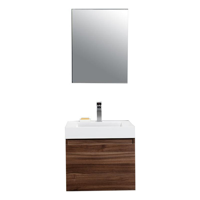 Aquamoon Venice 24 Infinity Sink Walnut  Wall Mounted Modern Bathroom Vanity Set