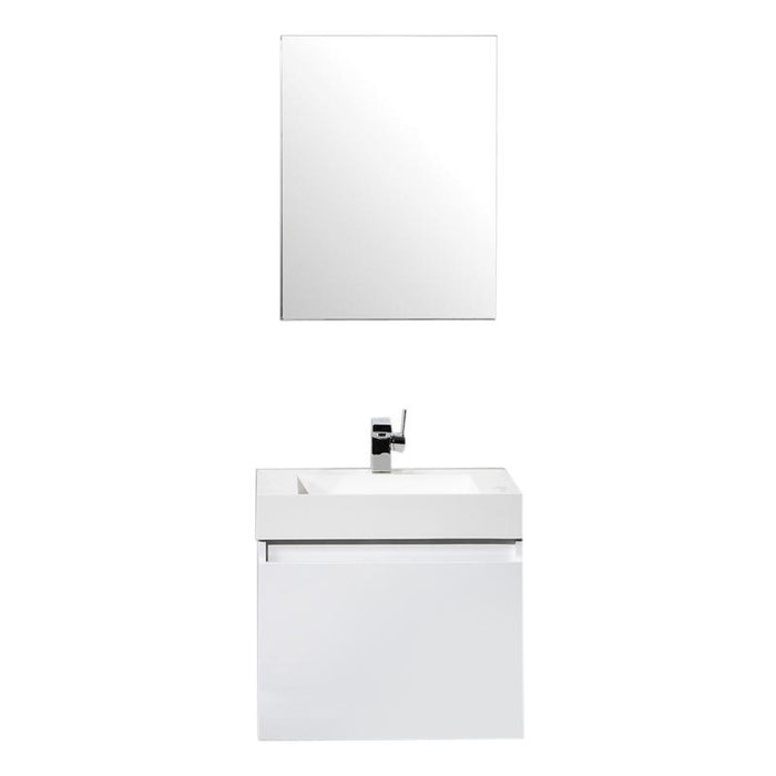 Aquamoon Venice 24 Infinity Sink White  Wall Mounted Modern Bathroom Vanity Set