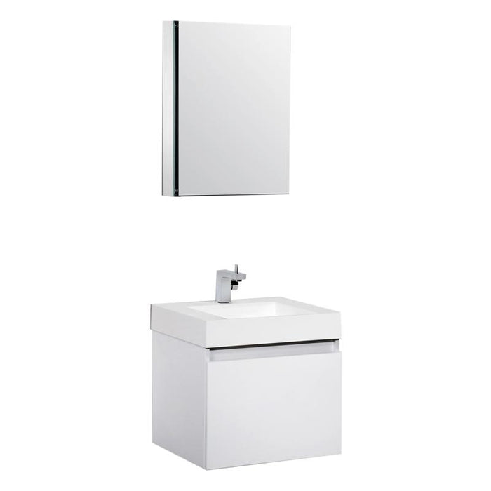 Aquamoon Venice 24 Sink White  Wall Mounted Modern Bathroom Vanity Set
