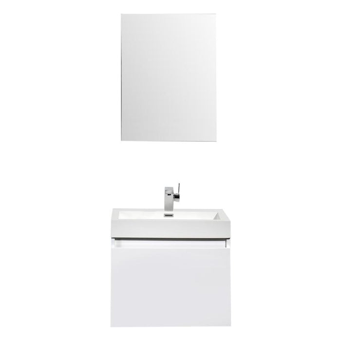 Aquamoon Venice 24 Sink White  Wall Mounted Modern Bathroom Vanity Set