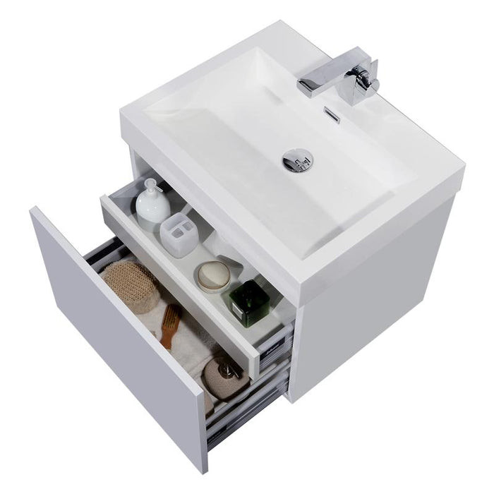 Aquamoon Venice 24 Sink White  Wall Mounted Modern Bathroom Vanity Set