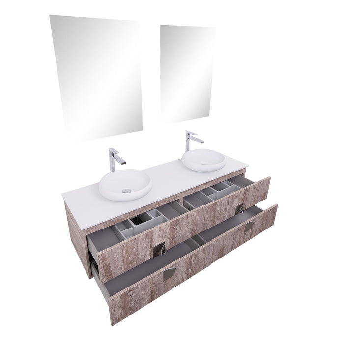 Aquamoon Venus 63 Double Sink 1153 Ashwood Wall Mounted Modern Bathroom Vanity Set
