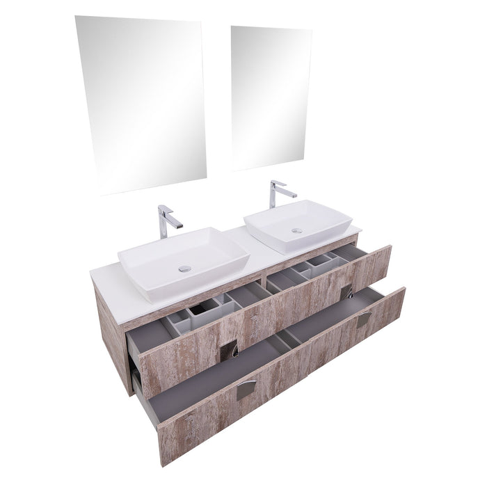 Aquamoon Venus 63 Double Sink 1316 Ashwood  Wall Mounted Modern Bathroom Vanity Set