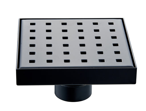 Aquamoon  Black Matte Insert 6 X 6  Linear Shower Drain, 316 Stainless Steel Square With Hair Strainer