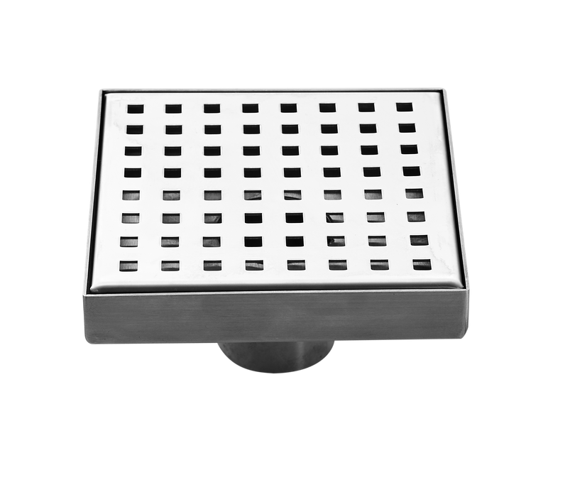 Aquamoon  Brushed Nickel Insert 6 X 6  Linear Shower Drain, 316 Stainless Steel Square With Hair Strainer
