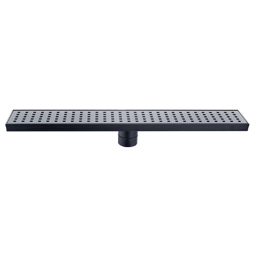 Aquamoon  Black Matte Insert 24-Inch  Linear Shower Drain, 316 Stainless Steel Rectangle With Hair Strainer