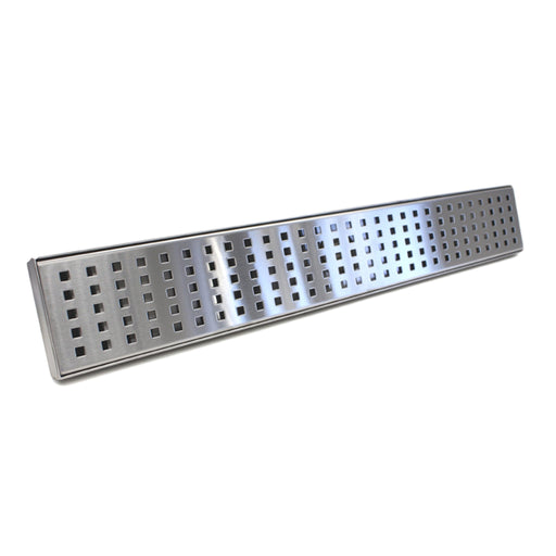 Aquamoon  Chrome Insert 32 Inch  Linear Shower Drain, 316 Stainless Steel Rectangle With Hair Strainer