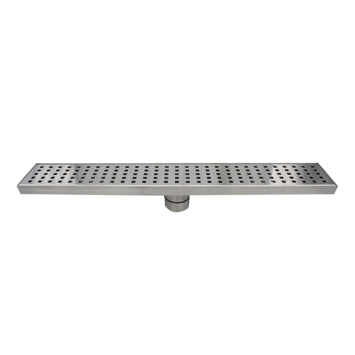 Aquamoon  Chrome Insert 32 Inch  Linear Shower Drain, 316 Stainless Steel Rectangle With Hair Strainer