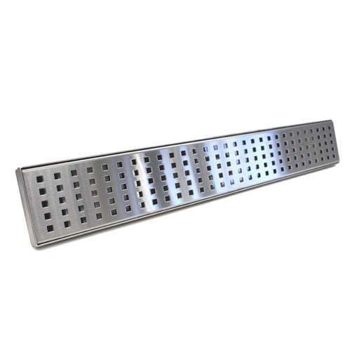 Aquamoon  Brushed Nickel Insert 32 Inch  Linear Shower Drain, 316 Stainless Steel Rectangle With Hair Strainer