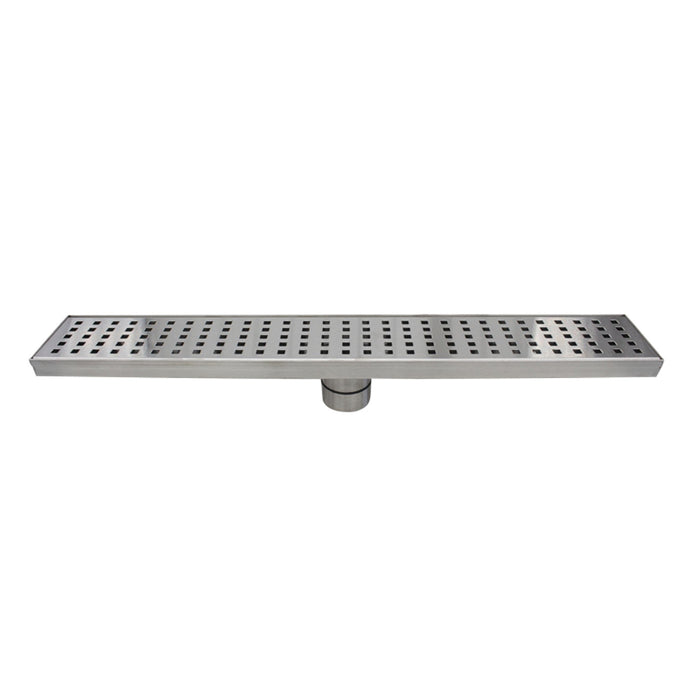 Aquamoon  Brushed Nickel Insert 32 Inch  Linear Shower Drain, 316 Stainless Steel Rectangle With Hair Strainer