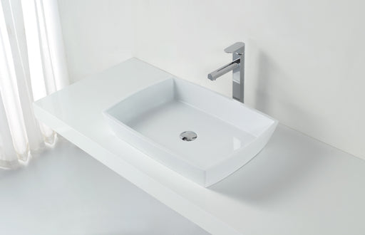 Aquamoon 1316 White  Modern Rectangular Vessel Solid Surface 27.25 X 15.6 X 3.6