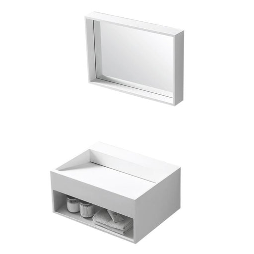 Aquamoon Midtown 24" Rectangular Solid Surface Wall Mounted Sink White Matte