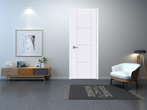 Contemporary Surface White  Interior Door Slab  Solid Core Stripes Modern Door, White Oak Pack 32 X 94.5 X 1 9/16)