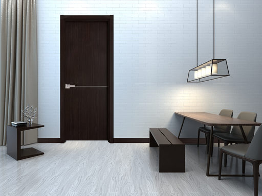Contemporary Verona Interior Door ( Slab + Frame + Moulding + Hinches) Solid Core Stripes Modern Door, Wenge Pack 32 X 94.5 X 1 9/16)