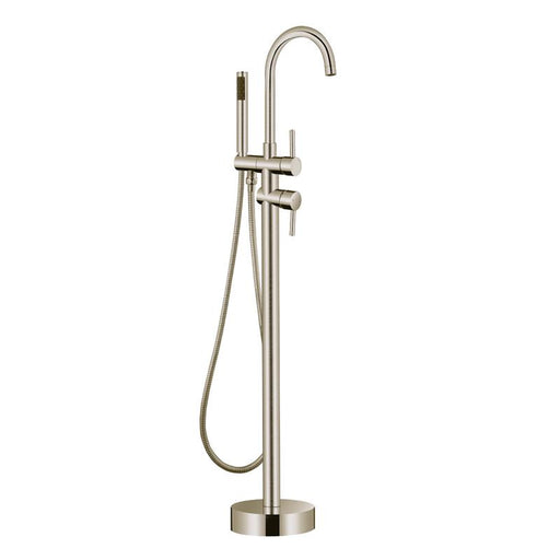 Aquamoon Mia Brushed Nickel Freestanding Bathtub Faucet Tub Filler Floor Mount Single Handle With Hand Shower