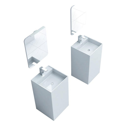 Aquamoon Squadra 18.5"  Modern Pedestal Bathroom Sink With Single Hole Faucet And Overflow
