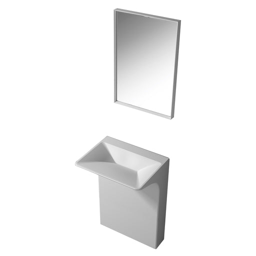 Aquamoon Star 23.5"  Solid Surface Modern Pedestal Bathroom Sink With Single Hole Faucet And Overflow