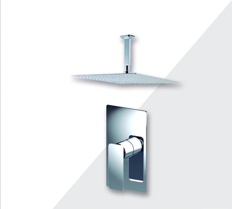 Aquamoon AXO Chrome  Bathroom Modern Rain Mixer Shower Combo Set Ceiling Arm Mounted + Rainfall Shower Head 12" + Rough in + Trim Incluided SETAXO201211