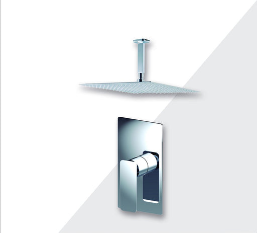 Aquamoon Axo Brushed Nickel  Bathroom Modern Rain Mixer Shower Combo Set Ceiling Arm Mounted + Rainfall Shower Head 12" + Rough In + Trim Included Setaxo21211